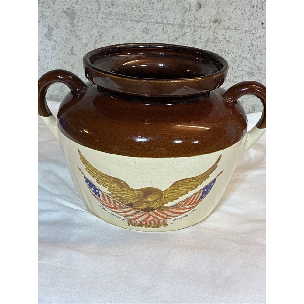 VTG McCoy Spirit of 76 Carved Wooden Eagle USA Cookie Jar Bean Pot No Lid